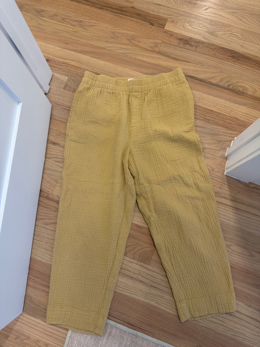 Madewell Women’s Mustard Yellow Cotton Gauze Pull-On Pants - Picture 3 of 5